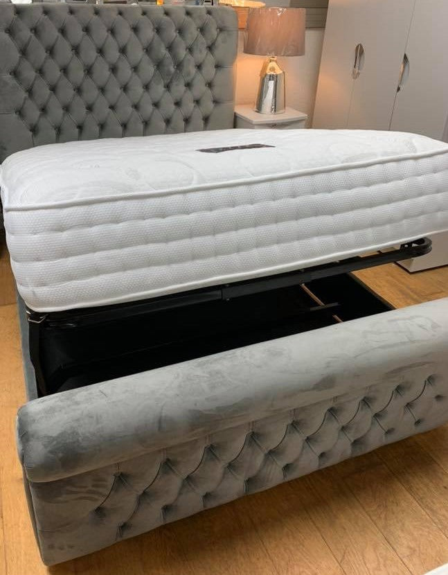 New Chesterfield Velvet Ottoman Storage Bed Frame – The Mattress World