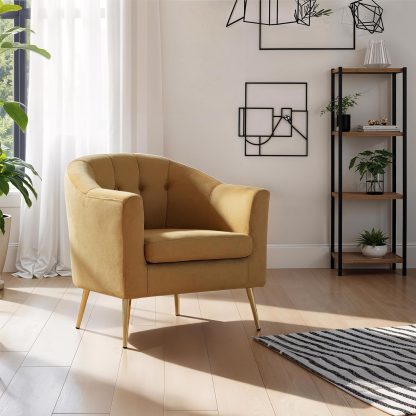 Loretta Tub Chair Mustard Velvet Armchair