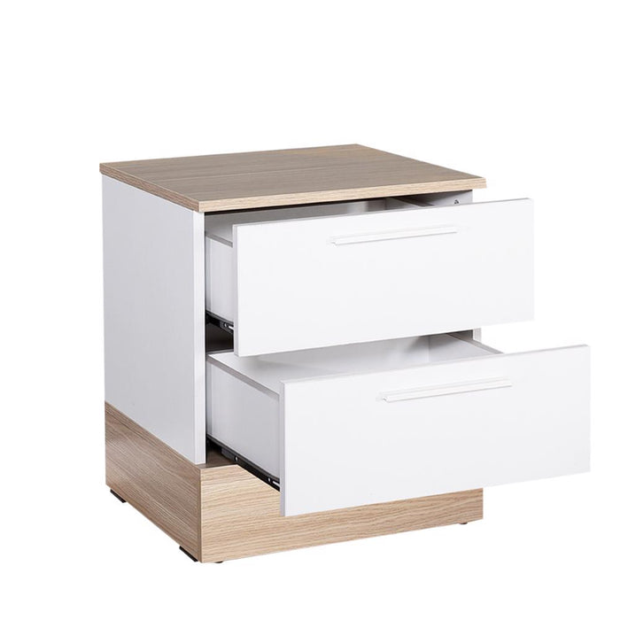 Adore Teen White & Oak 2 Drawer Bedside Table Nightstand