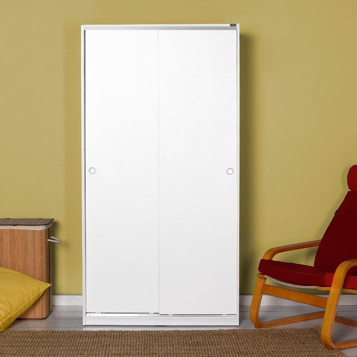 Adore Matt White Sliding 2 Door Wardrobe with Shelves