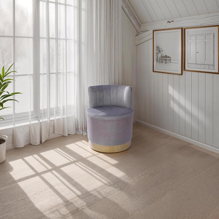 Loretta Velvet Barrel Accent Chair | Dusty Pink, Grey & Mink