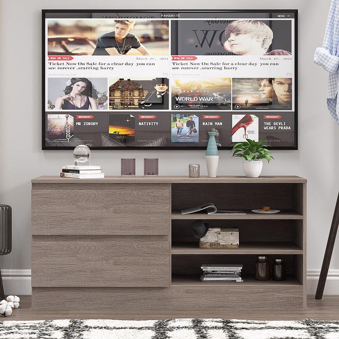 Stora 2 Drawer Entertainment Unit With Storage – Rustic Oak (For Up to 50” TV)