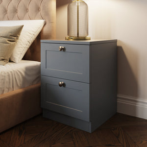 FWStyle Artus Shaker 2 Drawer Bedside Table Nightstand