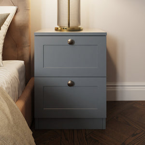 FWStyle Artus Shaker 2 Drawer Bedside Table Nightstand