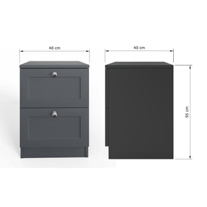 FWStyle Artus Shaker 2 Drawer Bedside Table Nightstand