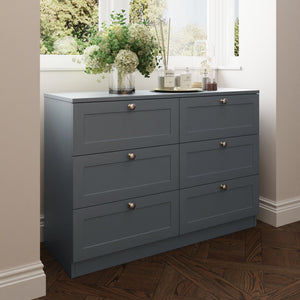 FWStyle Artus Shaker 6 Drawer Chest Of Drawers Matt Grey or Matt White