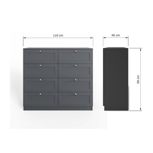 FWStyle Artus Shaker 8 Drawer Chest Of Drawers Matt Grey or Matt White