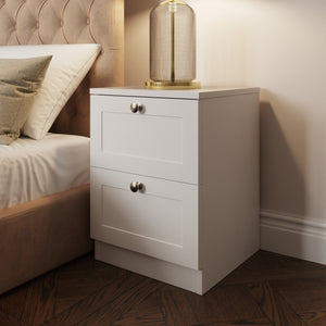 FWStyle Artus Shaker 2 Drawer Bedside Table Nightstand