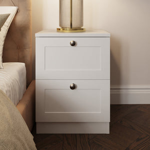 FWStyle Artus Shaker 2 Drawer Bedside Table Nightstand