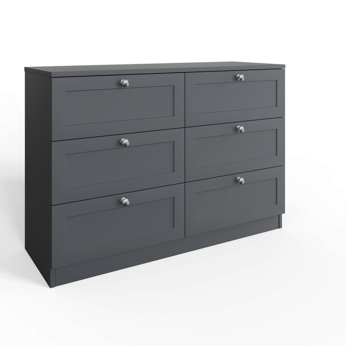FWStyle Artus Shaker 6 Drawer Chest Of Drawers Matt Grey or Matt White