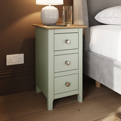 Taberno Oak 3 Drawer Bedside Table Nightstand Cabinet