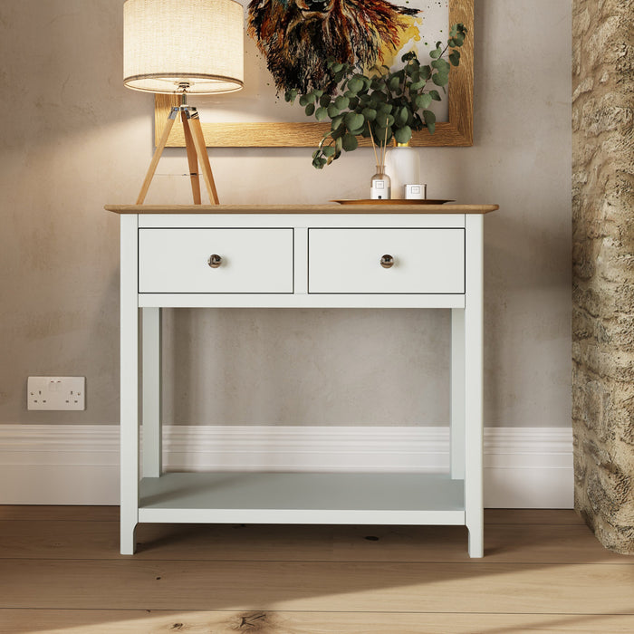 Taberno Oak 2 Drawer Console Hallway Table