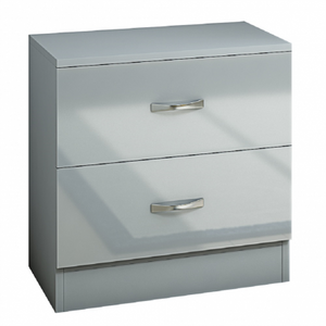 Chilton 2 Drawer Grey Gloss Bedside Cabinet