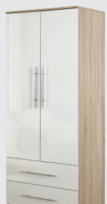Reflections 2 Door and 2 Drawer Wardrobe in High Gloss Finish