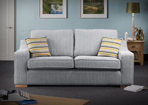 Sweet Dreams Blenheim 3 Seater Sofa, Silver with Mustard Cushions