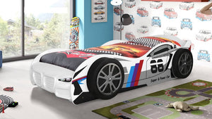White Race Car Children's Bed