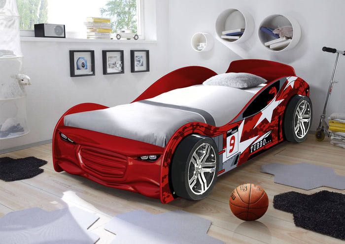 Red Twin Turbo Race Car Bed