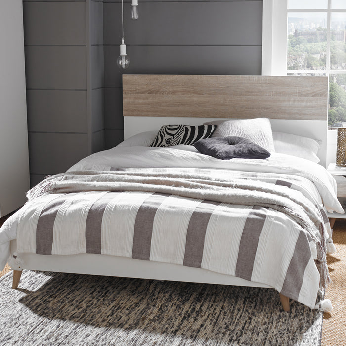 Stockholm 4ft 6" (double) Bed Frame in Oak and White