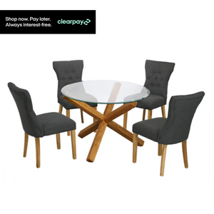 Oporto Solid Oak and Glass Dining Set with Naples Chairs