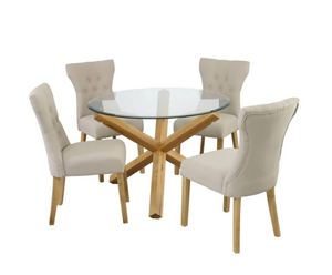 Oporto Solid Oak and Glass Dining Set with Naples Chairs