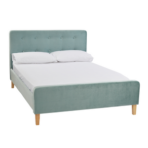 LPD Pierre Aqua Velvet Upholstered Bed Frame