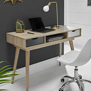 Scandi Retro Style Oak Desk